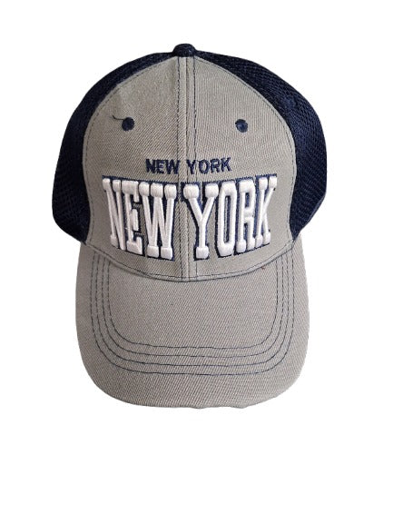 Gray cap with 'New York' text on a white background